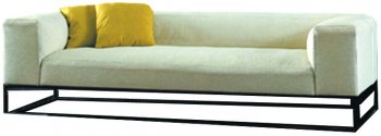 White Fabric Modern Sofa w/Metal Frame & Optional Chair [PGS-CUBIC-White]