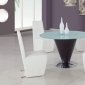 White Glass Top Modern 5 Pc Dining Set w/Black Table Base