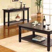 Black Finish Modern Coffee Table w/Slat Shelf