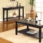 Black Finish Modern Coffee Table w/Slat Shelf