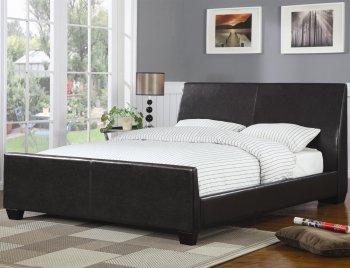 300251Q Upholstered Bed in Black Faux Leather by Coaster [CRB-300251Q]