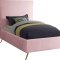 Jasmine Bed in Pink Velvet Fabric by Meridian w/Options