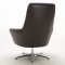 Orange, Brown or Off White Top Grain Leather Modern Swivel Chair