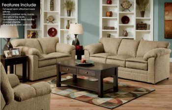 Wheat Chenille Modern Sofa & Loveseat Set w/Optional Chair [PNS-U415]