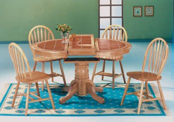 Terracotta Tile Top & Natural Classic 5Pc Dining Set w/Options [WDDS-92341]