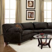 Black Micro Suede Casual Sectional Sofa w/Super-Soft Arm Pillows