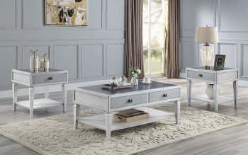 Katia Coffee Table LV01052 in Weathered White & Gray by Acme [AMCT-LV01052 Katia]