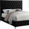 Cruz Bed in Black Velvet Fabric by Meridian w/Options