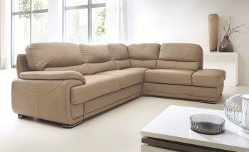 Argento Sectional Sofa in Beige Full Leather by ESF w/ Bed [EFSS-Argento Beige]