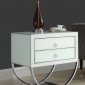 Alyssa Side Table in White Glass by Meridian w/Chrome Base