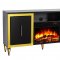 Sashi Electric Fireplace Media Console in Black w/Gold Accents