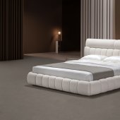 HF021 Upholstered Bed in White by J&M