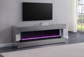 Vallerie TV Stand 710021 in Gray by Coaster w/Visual Flame Box [CRTV-710021 Vallerie]