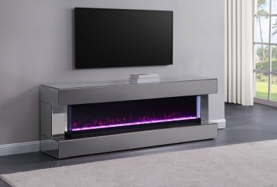 Vallerie TV Stand 710021 in Gray by Coaster w/Visual Flame Box