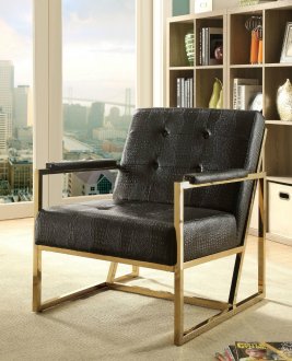 Sienna Accent Chair CM-AC6262GL-BK 2Pc Set in Black & Gold