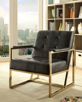 Sienna Accent Chair CM-AC6262GL-BK 2Pc Set in Black & Gold [FACC-CM-AC6262GL-BK-Sienna]