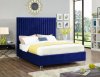 Candace Upholstered Bed in Navy Velvet Fabric by Meridian