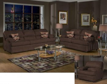 6525 Clara Sofa & Loveseat Set in Java Fabric by Chelsea [CHFS-TU-6525 Clara BJ]