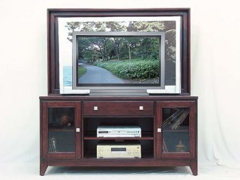 Dark Cherry Color Contemporary Tv Stand With Glass Door Cabinets [AMTV-207-2462]