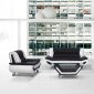 3032C 3Pc Sofa Set in Black & White Eco-Leather by VIG