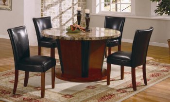 Round Genuine Marble Dining Room Furniture W/Leather Seats [CRDS-46-120301]