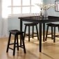 Black Finish Counter Height 5 Pc Dinette with Wooden Bar Stools