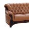 Brown Leather Stylish Living Room W/Button-Tufted Backs