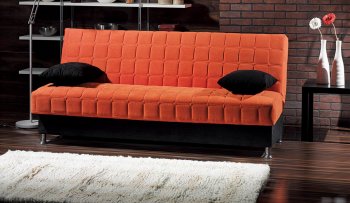 Rio Orange Fabric Convertible Sofa Bed w/Black Accents [MYSB-Rio]