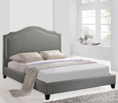 Charlotte Oueen Bed in Gray Fabric by Modway