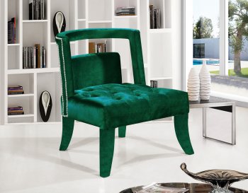 Tribeca Accent Chair 546 in Green Velvet by Meridian [MRCC-546Green-Tribeca]