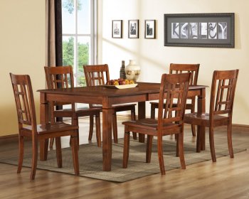 Medium Brown Cherry Modern Dining Table w/Optional Side Chairs [HEDS-5363-72]