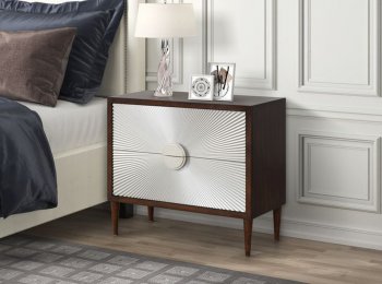 Shimas Accent Table AC00393 in Silver & Walnut by Acme [AMCT-AC00393 Shimas]