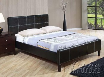 04870 Wilson Upholstered Bed in Black Bycast PU by Acme [AMB-04870 Wilson]