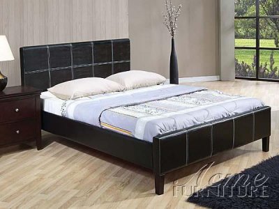 04870 Wilson Upholstered Bed in Black Bycast PU by Acme