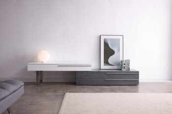 Hudson TV Stand in Grey & White by J&M Furniture [JMTV-Hudson Grey White]