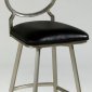 Nickel Plated Base & Black Seat Set of 2 Modern Swivel Barstools