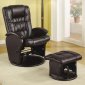 Brown Vinyl Modern Swivel Glider Chair w/Ottoman