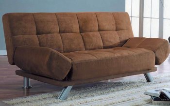 Dark Brown Microfiber Modern Convertible Sofa Bed w/Metal Legs [ABCSB-7016DB]