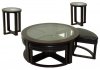 Round Glass Top Cocktail Table w/Stools & Optional End Tables