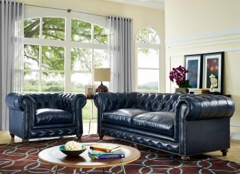 Durango Sofa TOV-S38 in Rustic Navy Blue Leather - TOV Furniture [TVS-TOV-S38-Durango Navy]