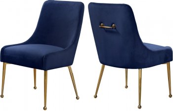 Owen Dining Chair 744 Set of 2 Navy Velvet Fabric by Meridian [MRDC-744 Owen Navy]