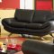 Black Bonded Leather Contemporary Living Room Sofa w/Chrome Legs