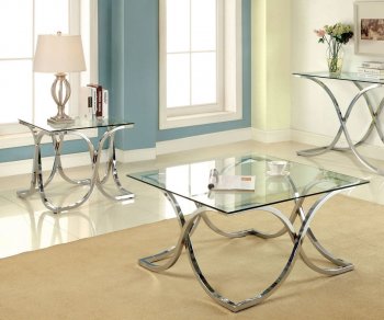 Luxa Coffee & 2 End Table Set CM4233 in Chrome w/Options [FACT-CM4233-Luxa]