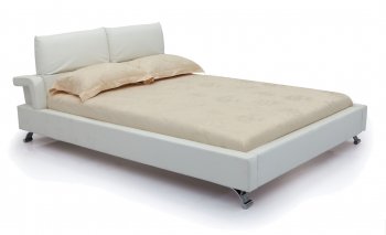 Bruno Bed in White Leather Match by Whiteline Imports [WLB-Bruno White]