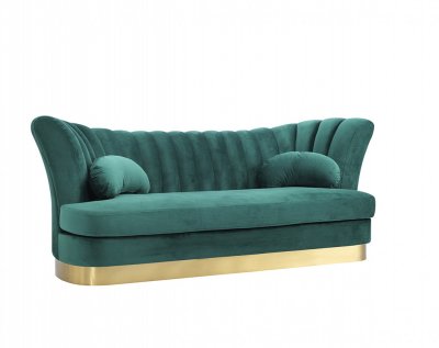 Arvada Sofa & Loveseat Set in Green Velvet by VIG w/Options