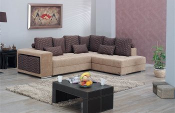 Two-Tone Fabric Modern Convertible Sectional Sofa w/Storage [MYSS-LosAngeles]