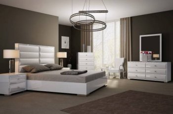 Alexander Bedroom in High Gloss White by Whiteline w/Options [WLBS-Alexander White]