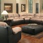 Mocha Fabric & Dark Brown Vinyl Modern Sectional Sofa w/Options