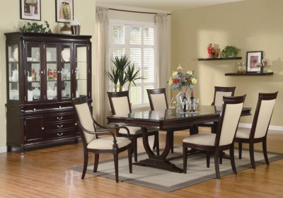 Merlot Cappuccino Finish Dining Room W/Double Pedestal Base