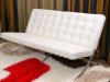 White Button Tufted Full Leather Modern Loveseat